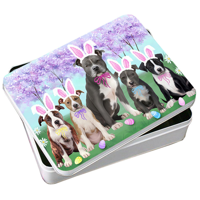 Easter Holiday American Staffordshire Terriers Dog Photo Storage Tin PITN56807