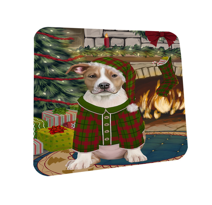 The Stocking was Hung American Staffordshire Terrier Dog Coasters Set of 4 CST55123