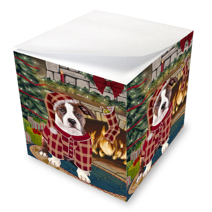 The Stocking was Hung American Staffordshire Terrier Dog Note Cube NOC53512