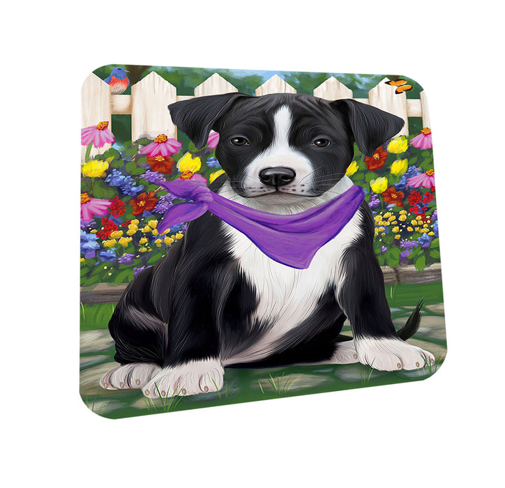 Spring Floral American Staffordshire Terrier Dog Coasters Set of 4 CST52186