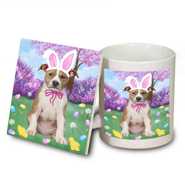 Easter Holiday American Staffordshire Terrier Dog Mug and Coaster Set MUC56857