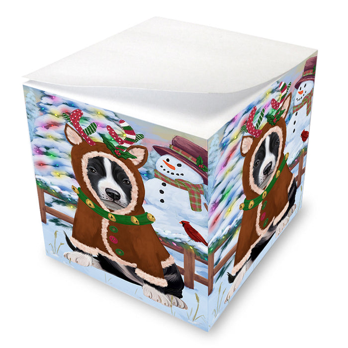 Christmas Gingerbread House Candyfest American Staffordshire Terrier Dog Note Cube NOC54211