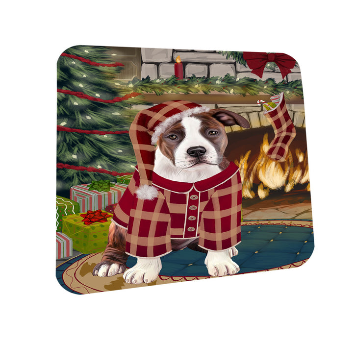 The Stocking was Hung American Staffordshire Terrier Dog Coasters Set of 4 CST55124