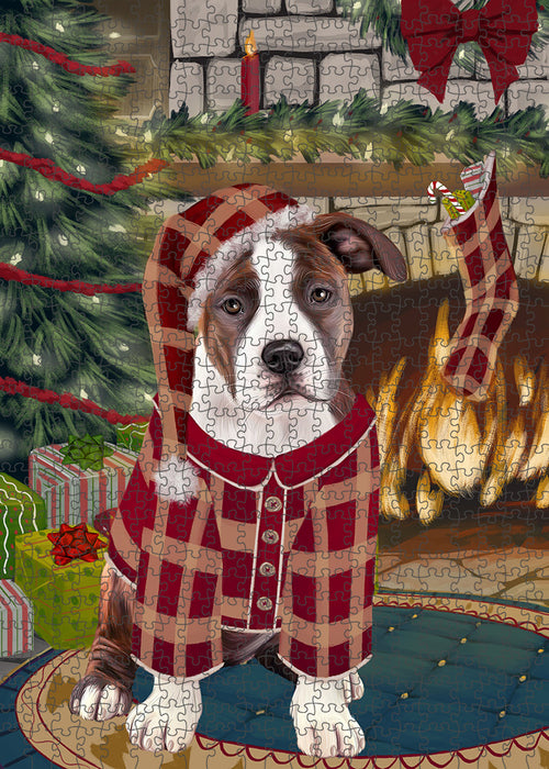 The Stocking was Hung American Staffordshire Terrier Dog Puzzle with Photo Tin PUZL88868