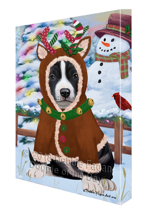 Christmas Gingerbread House Candyfest American Staffordshire Terrier Dog Canvas Print Wall Art Décor CVS127475