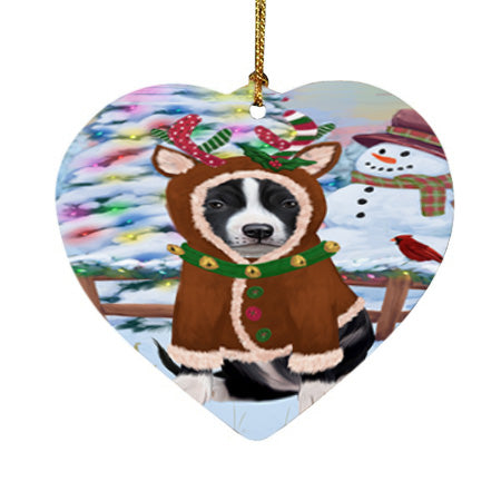 Christmas Gingerbread House Candyfest American Staffordshire Terrier Dog Heart Christmas Ornament HPOR56495