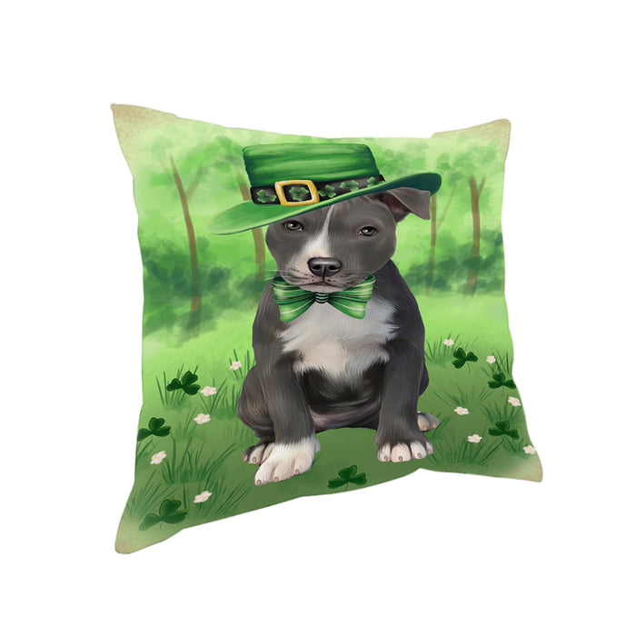St. Patricks Day Irish Portrait American Staffordshire Terrier Dog Pillow PIL85988