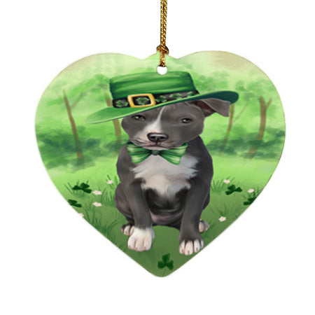 St. Patricks Day Irish Portrait American Staffordshire Terrier Dog Heart Christmas Ornament HPOR57909
