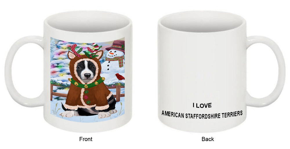 Christmas Gingerbread House Candyfest American Staffordshire Terrier Dog Coffee Mug MUG51537