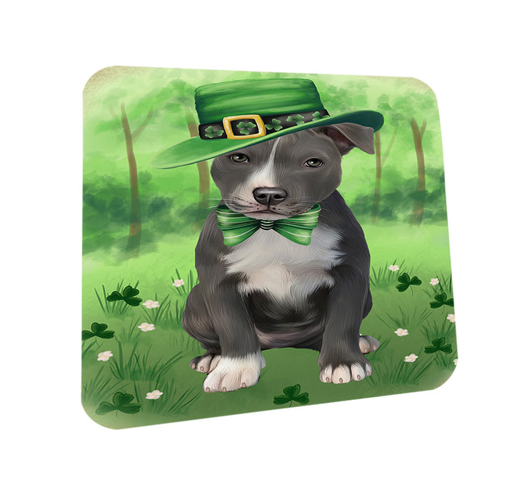 St. Patricks Day Irish Portrait American Staffordshire Terrier Dog Coasters Set of 4 CST56927