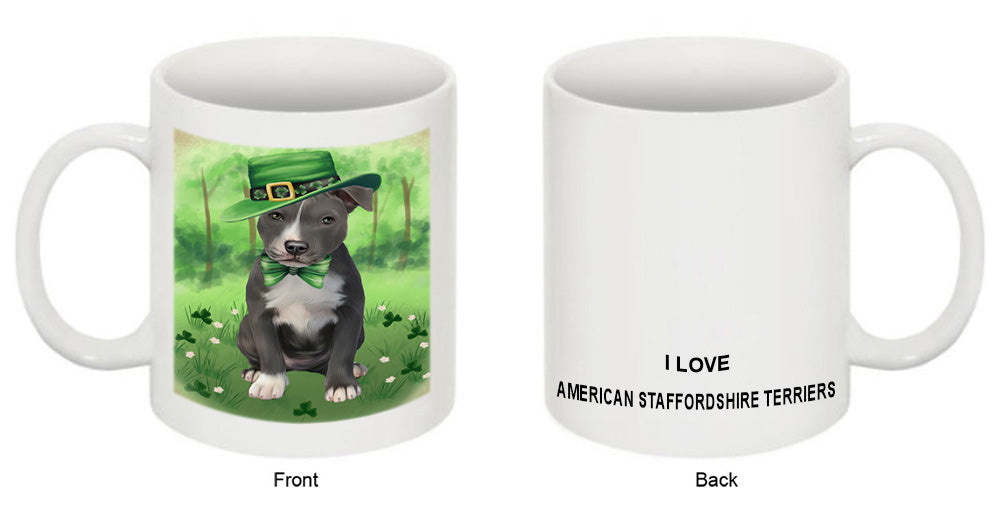 St. Patricks Day Irish Portrait American Staffordshire Terrier Dog Coffee Mug MUG52367