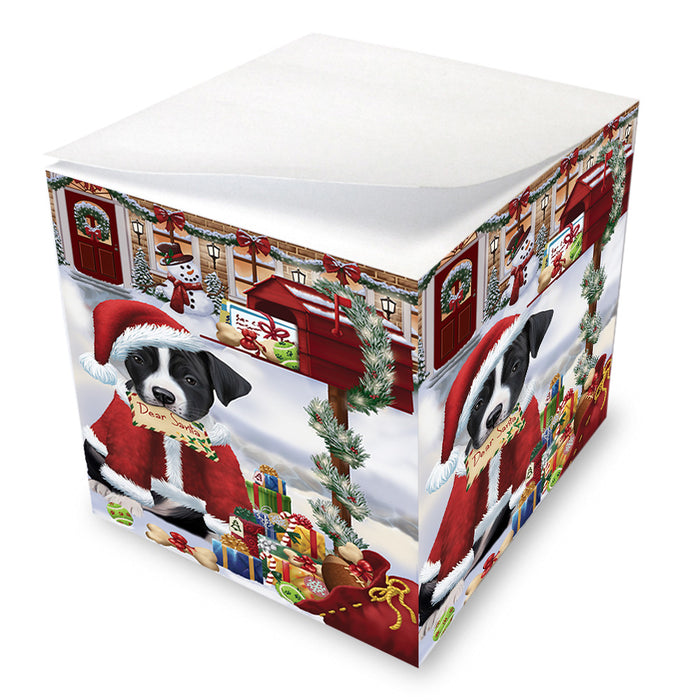American Staffordshire Terrier Dog Dear Santa Letter Christmas Holiday Mailbox Note Cube NOC55163