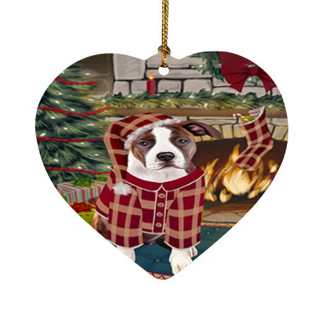 The Stocking was Hung American Staffordshire Terrier Dog Heart Christmas Ornament HPOR55522