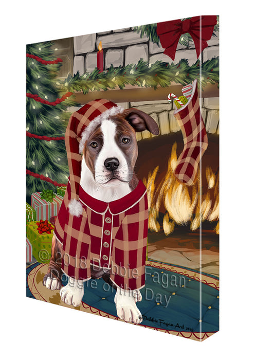 The Stocking was Hung American Staffordshire Terrier Dog Canvas Print Wall Art Décor CVS116423
