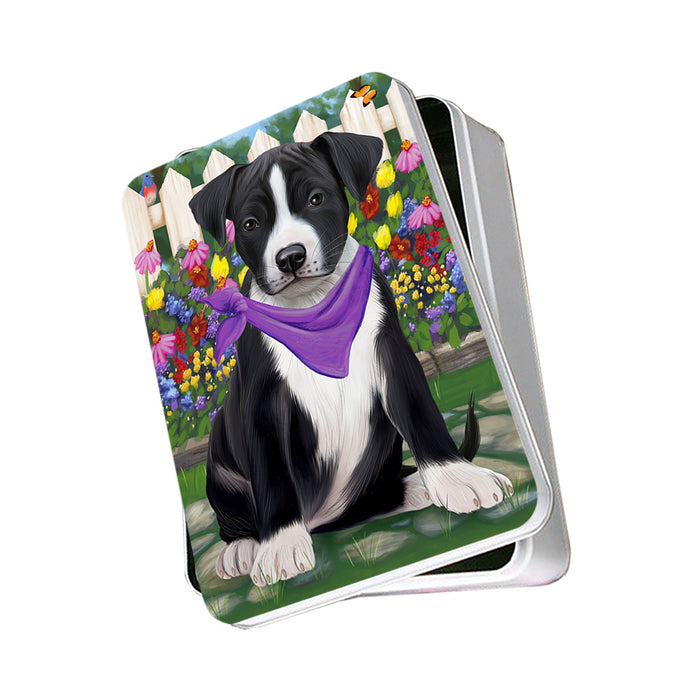 Spring Floral American Staffordshire Terrier Dog Photo Storage Tin PITN52227