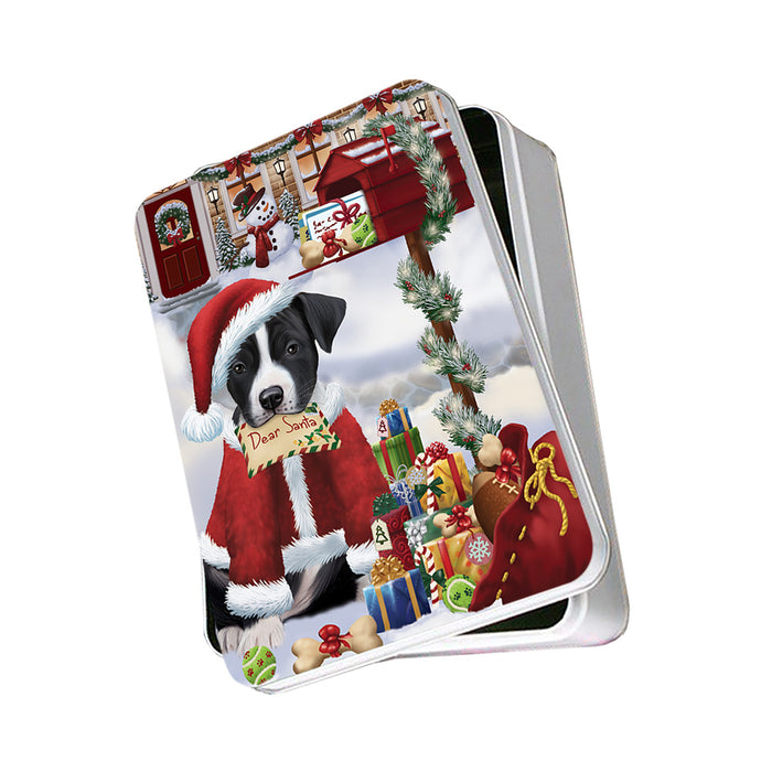 American Staffordshire Terrier Dog Dear Santa Letter Christmas Holiday Mailbox Photo Storage Tin PITN53517