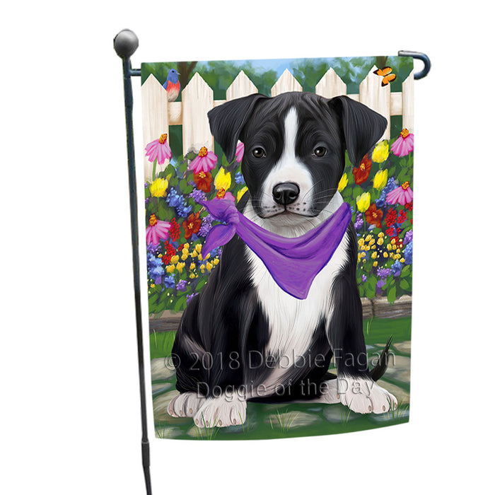 Spring Floral American Staffordshire Terrier Dog Garden Flag GFLG52172