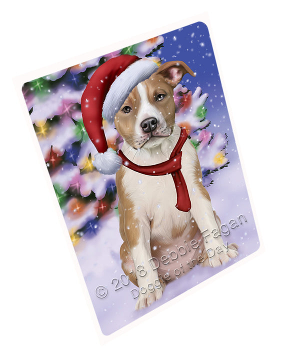 Winterland Wonderland American Staffordshire Terrier Dog In Christmas Holiday Scenic Background Large Refrigerator / Dishwasher Magnet RMAG83238