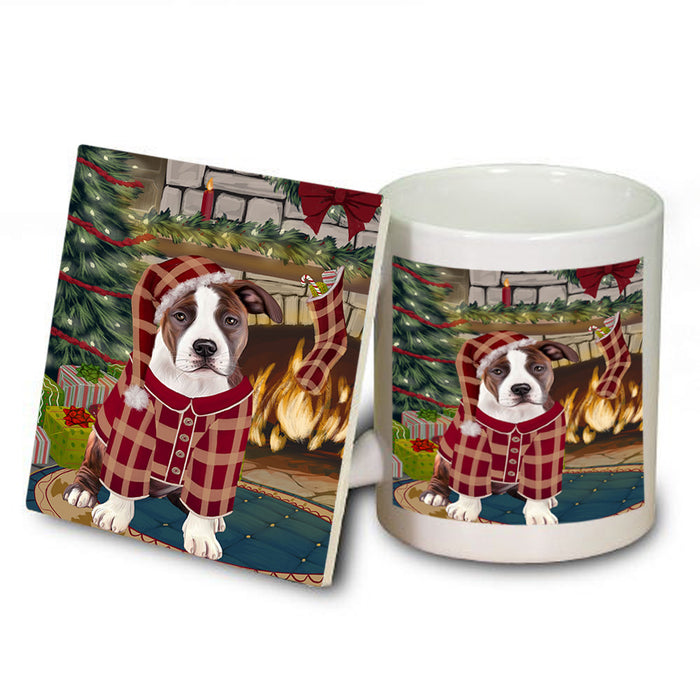 The Stocking was Hung American Staffordshire Terrier Dog Mug and Coaster Set MUC55158