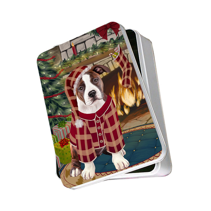 The Stocking was Hung American Staffordshire Terrier Dog Photo Storage Tin PITN55109