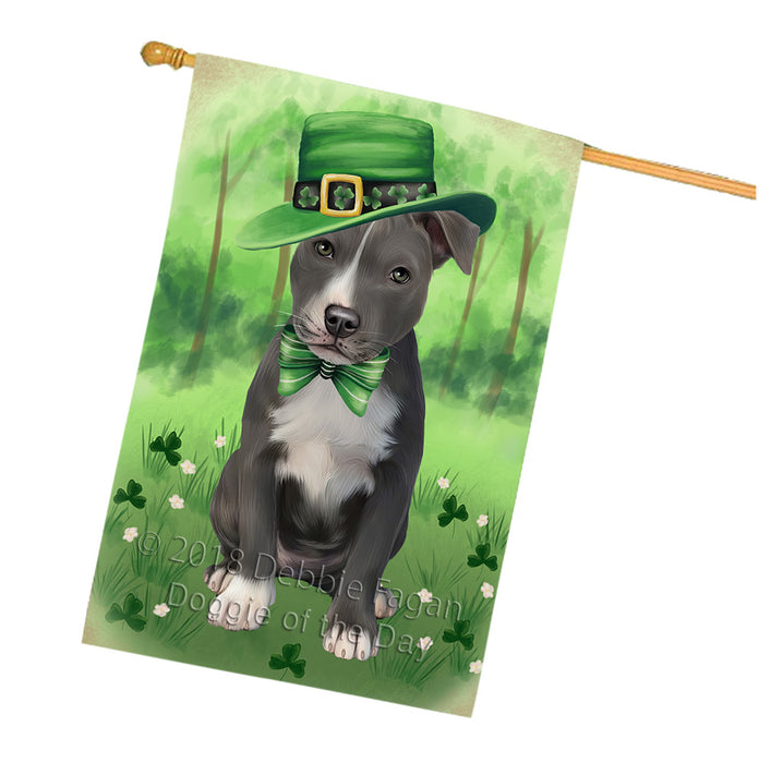 St. Patricks Day Irish Portrait American Staffordshire Terrier Dog House Flag FLG64993