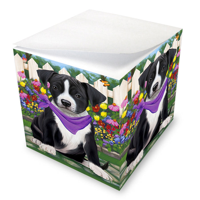 Spring Floral American Staffordshire Terrier Dog Note Cube NOC52175
