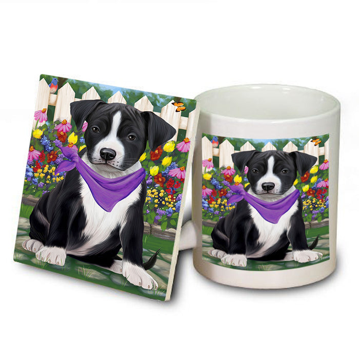 Spring Floral American Staffordshire Terrier Dog Mug and Coaster Set MUC52167