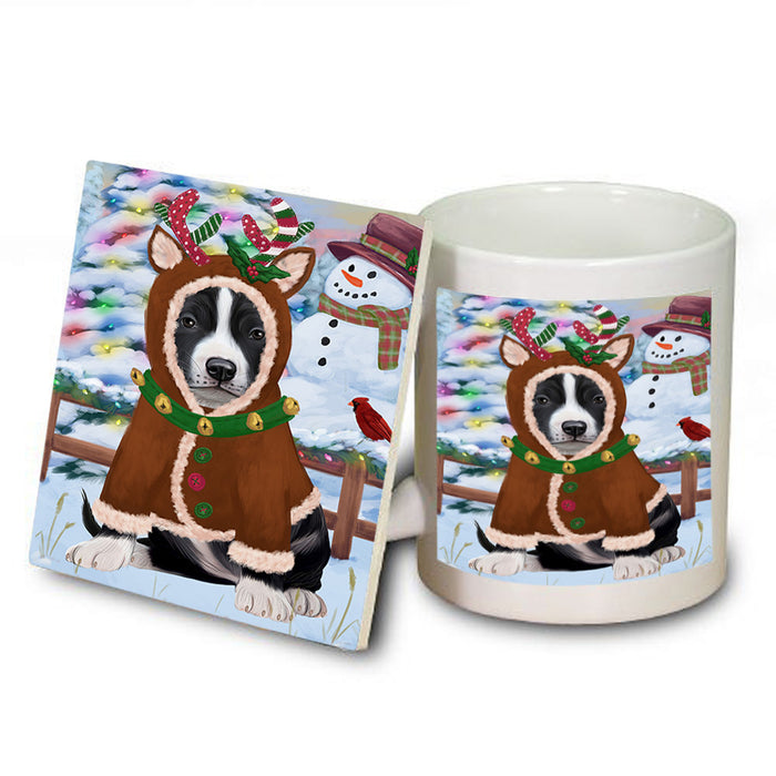 Christmas Gingerbread House Candyfest American Staffordshire Terrier Dog Mug and Coaster Set MUC56131