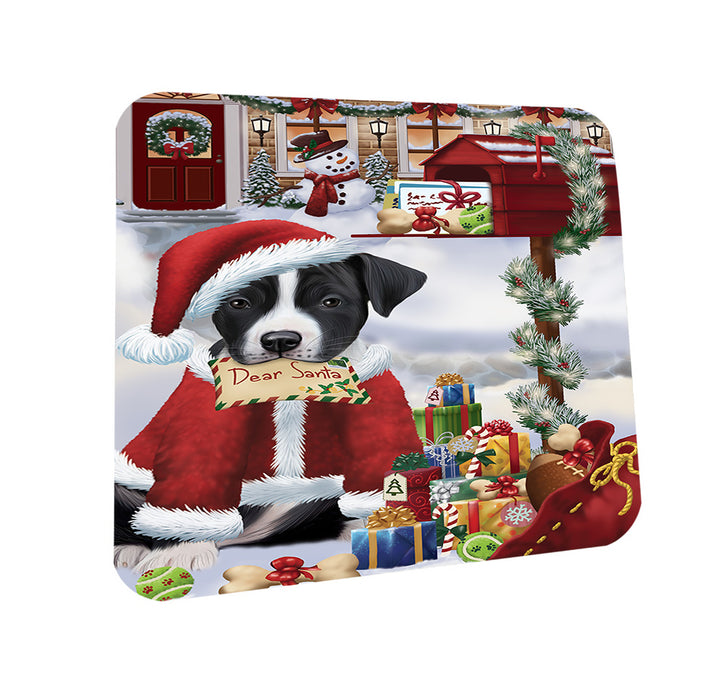 American Staffordshire Terrier Dog Dear Santa Letter Christmas Holiday Mailbox Coasters Set of 4 CST53475