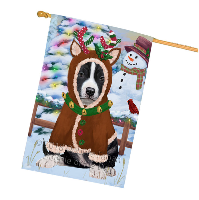 Christmas Gingerbread House Candyfest American Staffordshire Terrier Dog House Flag FLG56823