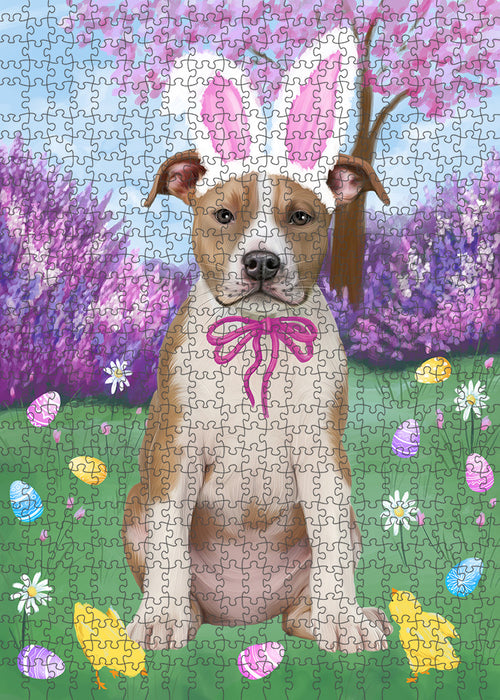 Easter Holiday American Staffordshire Terrier Dog Puzzle with Photo Tin PUZL95776