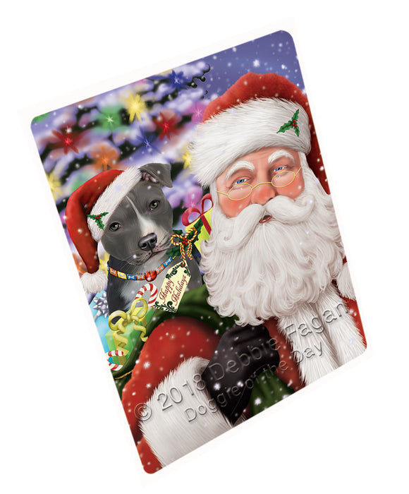 Santa Carrying American Staffordshire Terrier Dog and Christmas Presents Large Refrigerator / Dishwasher Magnet RMAG82890