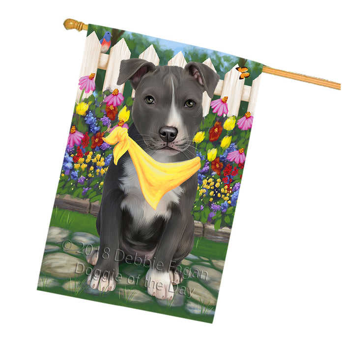 Spring Floral American Staffordshire Terrier Dog House Flag FLG52309