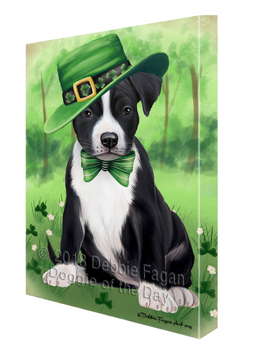 St. Patricks Day Irish Portrait American Staffordshire Terrier Dog Canvas Print Wall Art Décor CVS135170