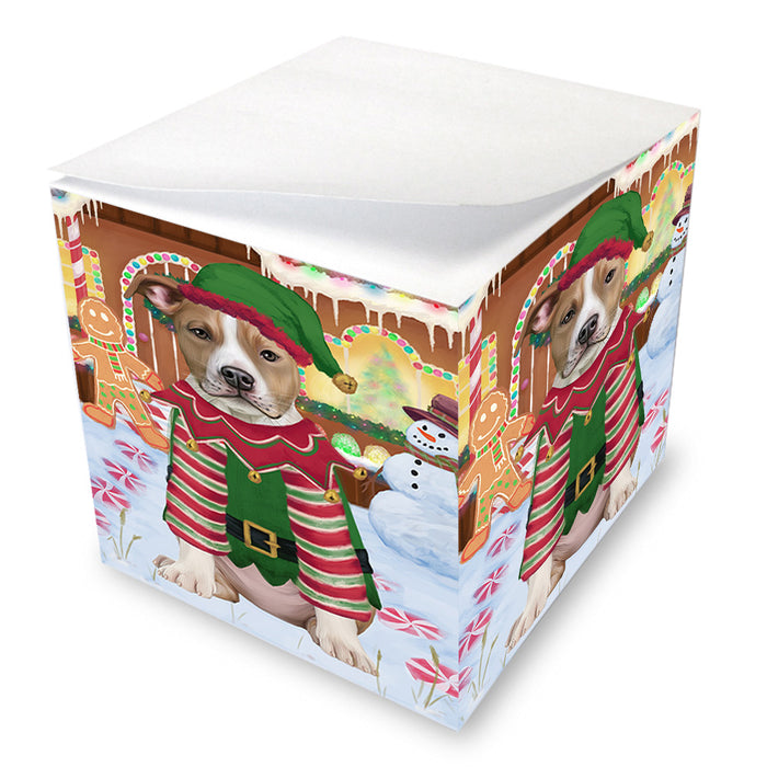 Christmas Gingerbread House Candyfest American Staffordshire Terrier Dog Note Cube NOC54212