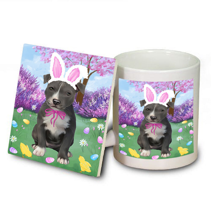 Easter Holiday American Staffordshire Terrier Dog Mug and Coaster Set MUC56858