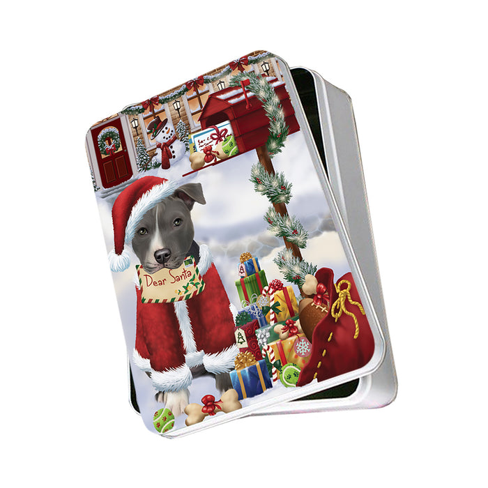 American Staffordshire Terrier Dog Dear Santa Letter Christmas Holiday Mailbox Photo Storage Tin PITN53518