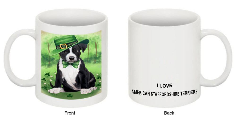 St. Patricks Day Irish Portrait American Staffordshire Terrier Dog Coffee Mug MUG52368