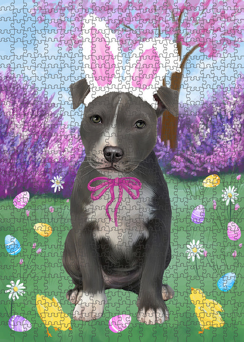 Easter Holiday American Staffordshire Terrier Dog Puzzle with Photo Tin PUZL95780