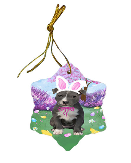 Easter Holiday American Staffordshire Terrier Dog Star Porcelain Ornament SPOR57267