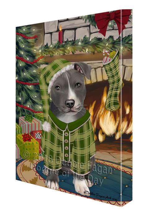 The Stocking was Hung American Staffordshire Terrier Dog Canvas Print Wall Art Décor CVS116432