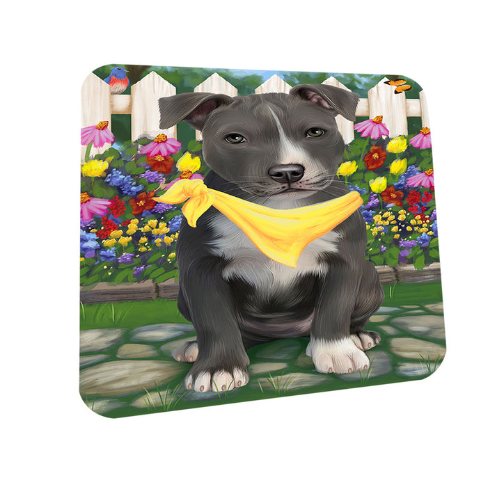 Spring Floral American Staffordshire Terrier Dog Coasters Set of 4 CST52187