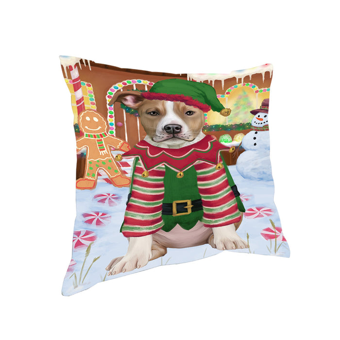 Christmas Gingerbread House Candyfest American Staffordshire Terrier Dog Pillow PIL78852