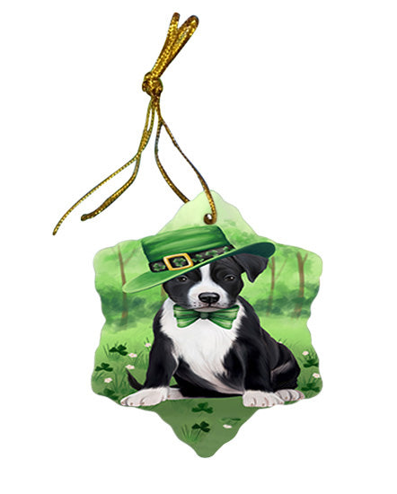 St. Patricks Day Irish Portrait American Staffordshire Terrier Dog Star Porcelain Ornament SPOR57910