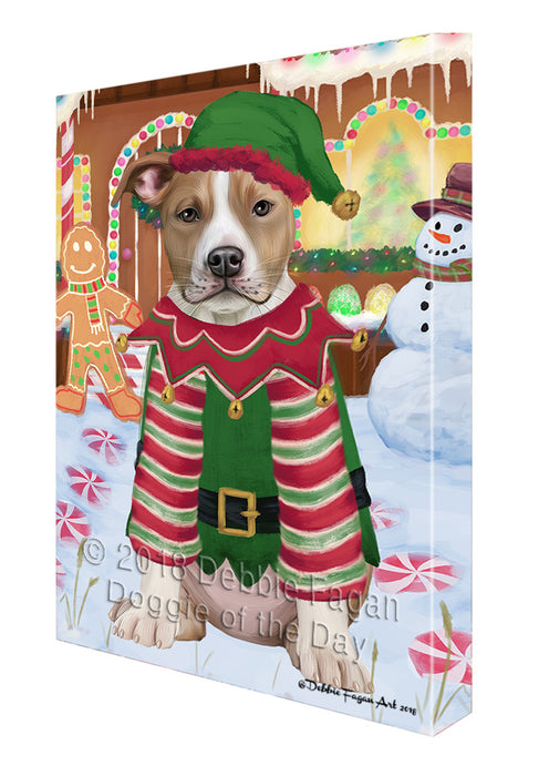 Christmas Gingerbread House Candyfest American Staffordshire Terrier Dog Canvas Print Wall Art Décor CVS127484