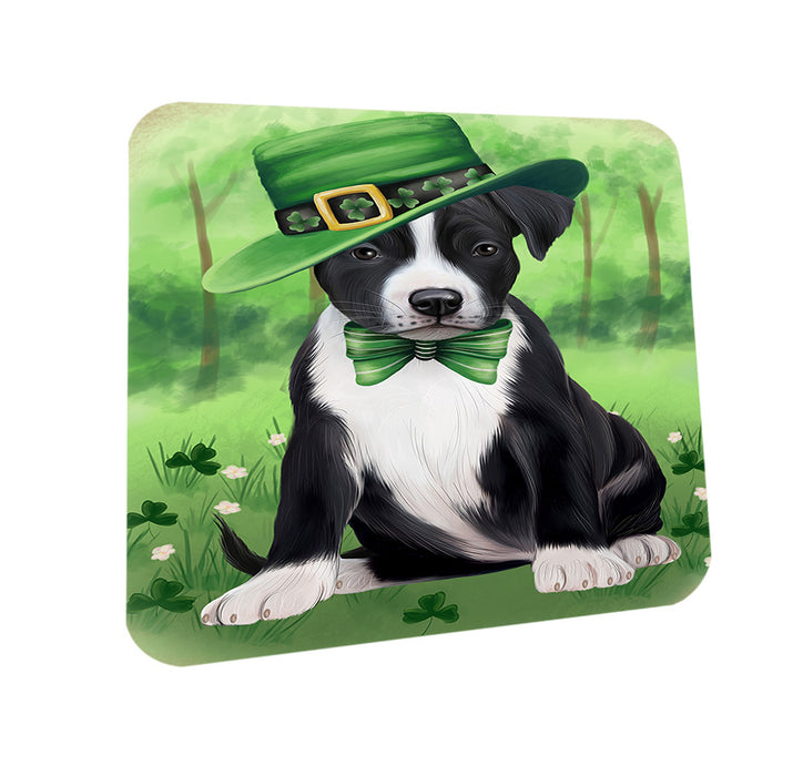 St. Patricks Day Irish Portrait American Staffordshire Terrier Dog Coasters Set of 4 CST56928