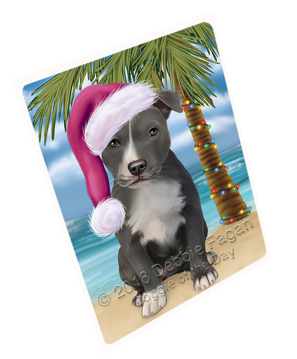 Summertime Happy Holidays Christmas American Staffordshire Terrier Dog on Tropical Island Beach Blanket BLNKT108102