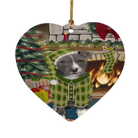 The Stocking was Hung American Staffordshire Terrier Dog Heart Christmas Ornament HPOR55523