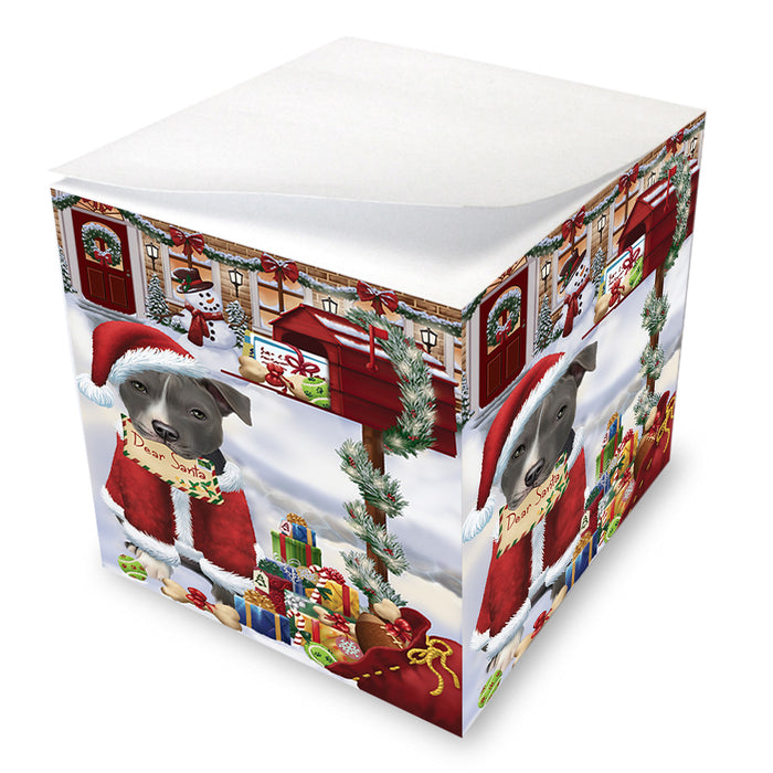American Staffordshire Terrier Dog Dear Santa Letter Christmas Holiday Mailbox Note Cube NOC55164