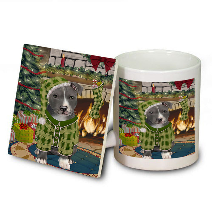 The Stocking was Hung American Staffordshire Terrier Dog Mug and Coaster Set MUC55159